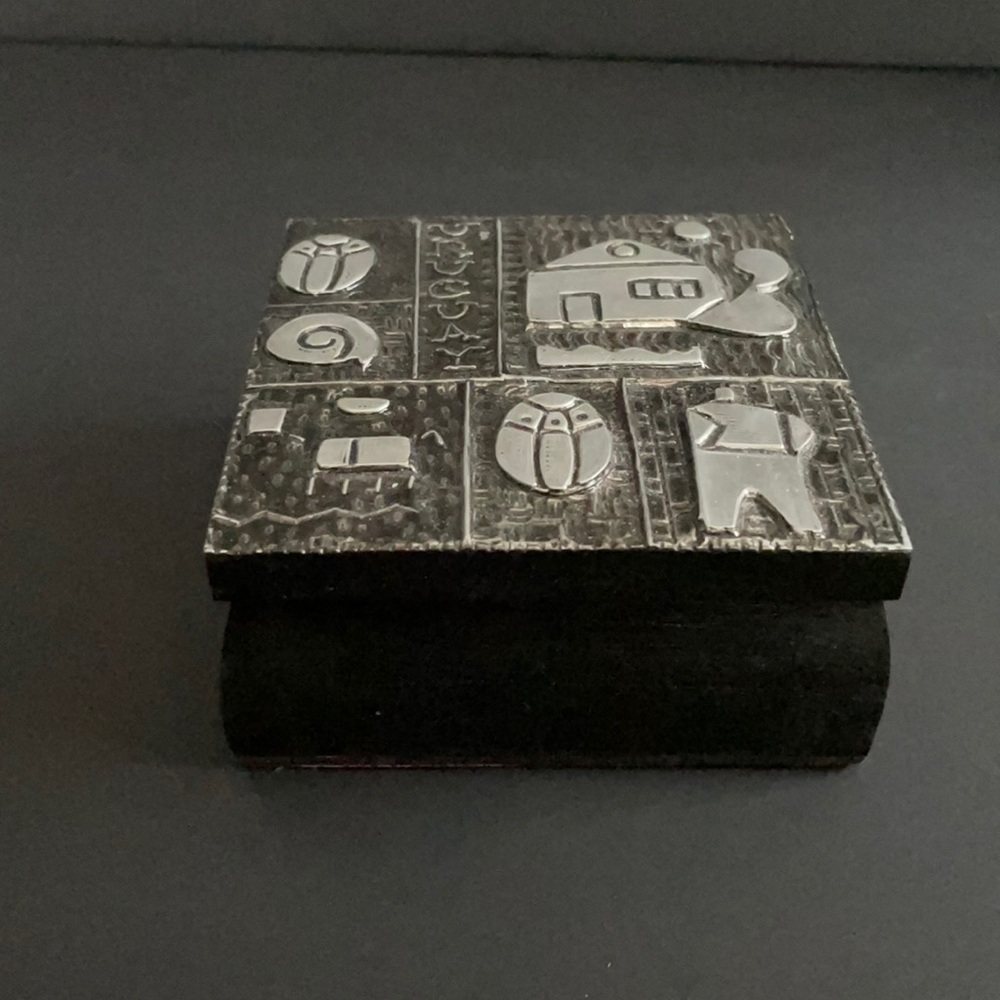 Uruguay Lined Wood Trinket Jewelry Box Souvenir
